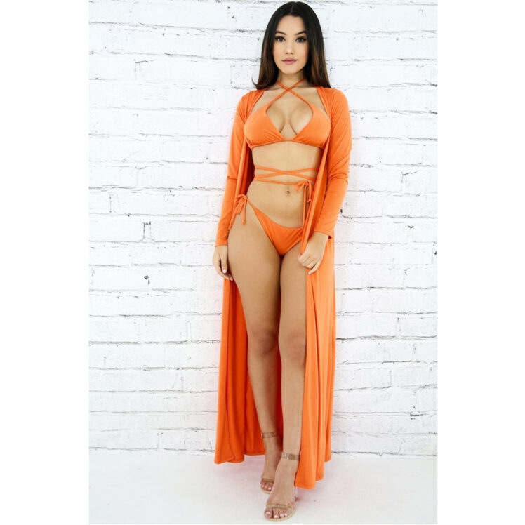 Robe Swimsuit Set - Orange