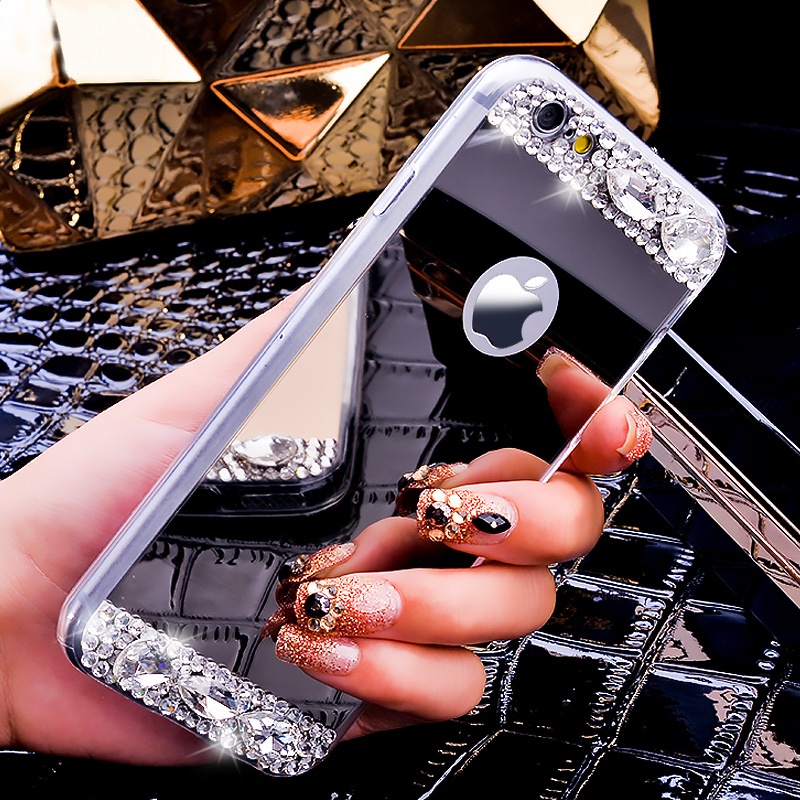 Rhinestone Glitter Mirror Phone Case For Iphone - Steele Pretty Online