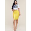 Foxy Faux Leather Shiny Skirt - yellow1